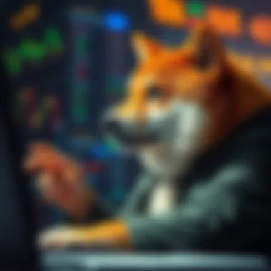 Investor Analysis of Robinhood and Shiba Inu Investor analyzing trends in Robinhood and Shiba Inu