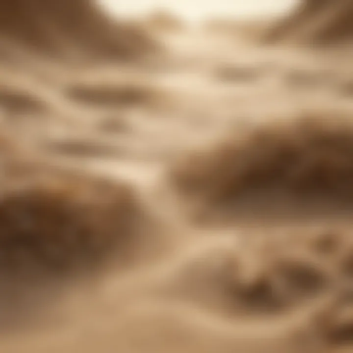 A close-up of grains of sand with digital overlays representing blockchain technology.