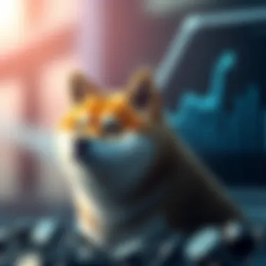 Shiba Inu Token and Market Growth Shiba Inu token symbol with market growth chart