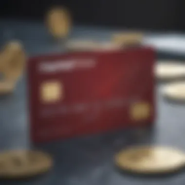 Capital One debit card displayed next to cryptocurrency symbols