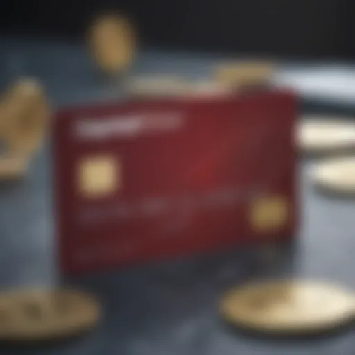 Capital One debit card displayed next to cryptocurrency symbols